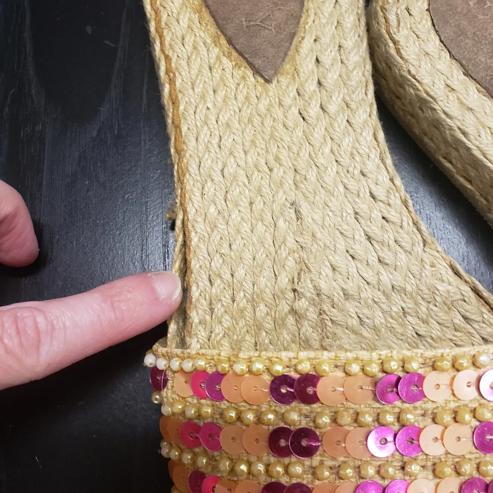 ESNY Espadrille Woven Sequin Sandals